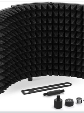 Portable Microphone Reflection Shield - Black Microphone Isolation Shield